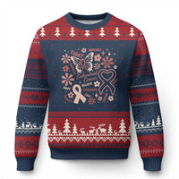 Floral Butterfly Endometrial Cancer Awareness Ugly Christmas Sweater Believe Strength Faith