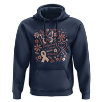 Floral Butterfly Endometrial Cancer Awareness Hoodie Believe Strength Faith