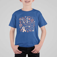 Floral Butterfly Endometrial Cancer Awareness T Shirt For Kid Believe Strength Faith