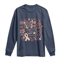 Floral Butterfly Endometrial Cancer Awareness Long Sleeve Shirt Believe Strength Faith