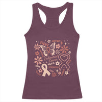 Floral Butterfly Endometrial Cancer Awareness Racerback Tank Top Believe Strength Faith