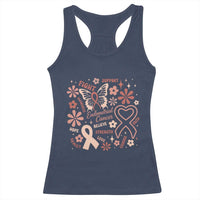 Floral Butterfly Endometrial Cancer Awareness Racerback Tank Top Believe Strength Faith