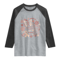 Floral Butterfly Endometrial Cancer Awareness Raglan Shirt Believe Strength Faith
