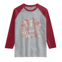 Floral Butterfly Endometrial Cancer Awareness Raglan Shirt Believe Strength Faith
