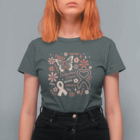 Floral Butterfly Endometrial Cancer Awareness T Shirt For Women Believe Strength Faith