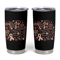 Floral Butterfly Endometrial Cancer Awareness Tumbler Cup Believe Strength Faith