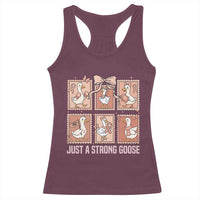 Funny Endometrial Cancer Warrior Goose Racerback Tank Top Just A Strong Goose