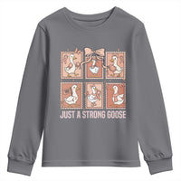 Funny Endometrial Cancer Warrior Goose Youth Sweatshirt Just A Strong Goose