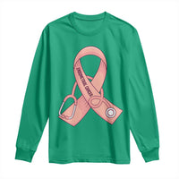 Endometrial Cancer Healthcare Warrior Long Sleeve Shirt Peach Stethoscope Nurse