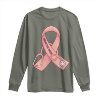 Endometrial Cancer Healthcare Warrior Long Sleeve Shirt Peach Stethoscope Nurse