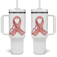 Endometrial Cancer Healthcare Warrior Tumbler With Handle Peach Stethoscope Nurse
