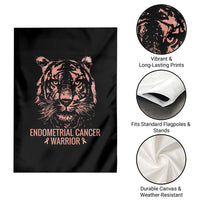 Endometrial Cancer Warrior Tiger Garden Flag Strength Courage Hope