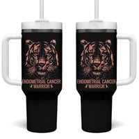 Endometrial Cancer Warrior Tiger Tumbler With Handle Strength Courage Hope