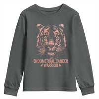 Endometrial Cancer Warrior Tiger Youth Sweatshirt Strength Courage Hope