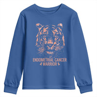 Endometrial Cancer Warrior Tiger Youth Sweatshirt Strength Courage Hope