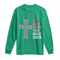 My God Is Stronger Than Breast Cancer Survivor Hope Gift Long Sleeve Shirt