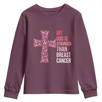 My God Is Stronger Than Breast Cancer Survivor Hope Gift Youth Sweatshirt