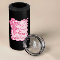 My God Is Stronger Than Breast Cancer 4 in 1 Can Cooler Tumbler Christian Support Gift