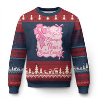 My God Is Stronger Than Breast Cancer Ugly Christmas Sweater Christian Support Gift