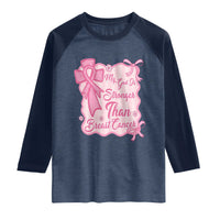 My God Is Stronger Than Breast Cancer Raglan Shirt Christian Support Gift