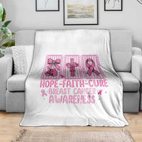 Hope Faith Cure Breast Cancer Awareness Throw Blanket Pink Ribbon Survivor Support Gift