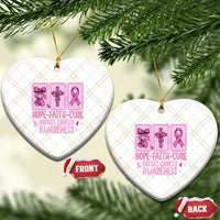 Hope Faith Cure Breast Cancer Awareness Ceramic Ornament Pink Ribbon Survivor Support Gift