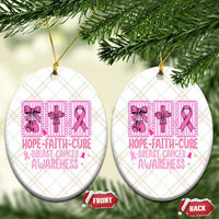 Hope Faith Cure Breast Cancer Awareness Ceramic Ornament Pink Ribbon Survivor Support Gift