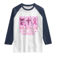 Hope Faith Cure Breast Cancer Awareness Raglan Shirt Pink Ribbon Survivor Support Gift