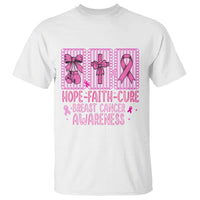 Hope Faith Cure Breast Cancer Awareness T Shirt Pink Ribbon Survivor Support Gift