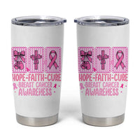 Hope Faith Cure Breast Cancer Awareness Tumbler Cup Pink Ribbon Survivor Support Gift