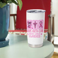 Hope Faith Cure Breast Cancer Awareness Tumbler Cup Pink Ribbon Survivor Support Gift