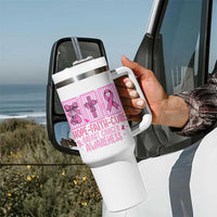 Hope Faith Cure Breast Cancer Awareness Tumbler With Handle Pink Ribbon Survivor Support Gift