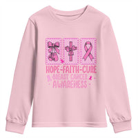 Hope Faith Cure Breast Cancer Awareness Youth Sweatshirt Pink Ribbon Survivor Support Gift