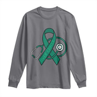 Liver Cancer Strong Nurse Warrior Long Sleeve Shirt Stethoscope Healthcare Support Gift