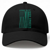 Strike Out Liver Cancer Baseball Baseball Cap American Flag Support Gift