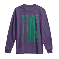 Strike Out Liver Cancer Baseball Long Sleeve Shirt American Flag Support Gift