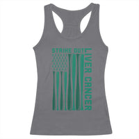Strike Out Liver Cancer Baseball Racerback Tank Top American Flag Support Gift