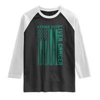 Strike Out Liver Cancer Baseball Raglan Shirt American Flag Support Gift