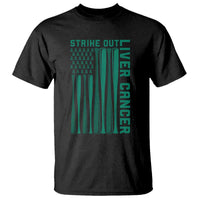 Strike Out Liver Cancer Baseball T Shirt American Flag Support Gift
