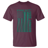Strike Out Liver Cancer Baseball T Shirt American Flag Support Gift