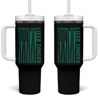 Strike Out Liver Cancer Baseball Tumbler With Handle American Flag Support Gift