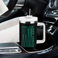 Strike Out Liver Cancer Baseball Tumbler With Handle American Flag Support Gift