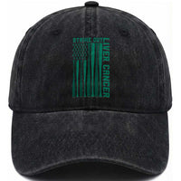 Strike Out Liver Cancer Baseball Washed Cotton Baseball Cap American Flag Support Gift