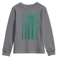 Strike Out Liver Cancer Baseball Youth Sweatshirt American Flag Support Gift