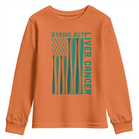 Strike Out Liver Cancer Baseball Youth Sweatshirt American Flag Support Gift