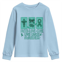 Faith Love And Cure Liver Cancer Awareness Youth Sweatshirt Hope Survivor Support