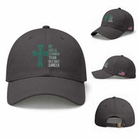 My God Is Stronger Than Bile Duct Cancer Baseball Cap Faith Over Fear Support Gift