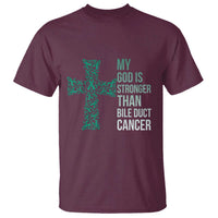 My God Is Stronger Than Bile Duct Cancer T Shirt Faith Over Fear Support Gift
