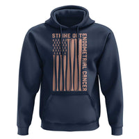 Strike Out Endometrial Cancer Baseball Hoodie Peach Ribbon American Flag Support Gift