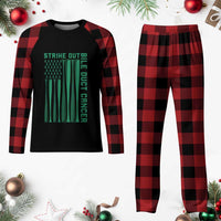 Strike Out Bile Duct Cancer Plaid Pajama Set Baseball American Flag Hope Gift